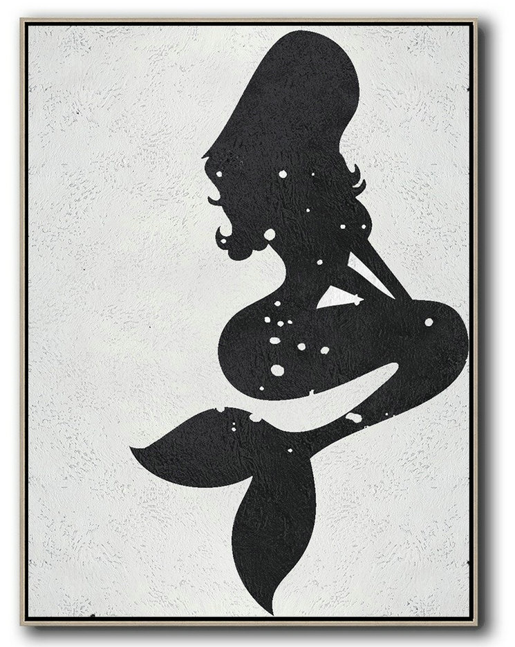 Large Abstract Art,Black And White Minimal Painting On Canvas - Large Contemporary Painting